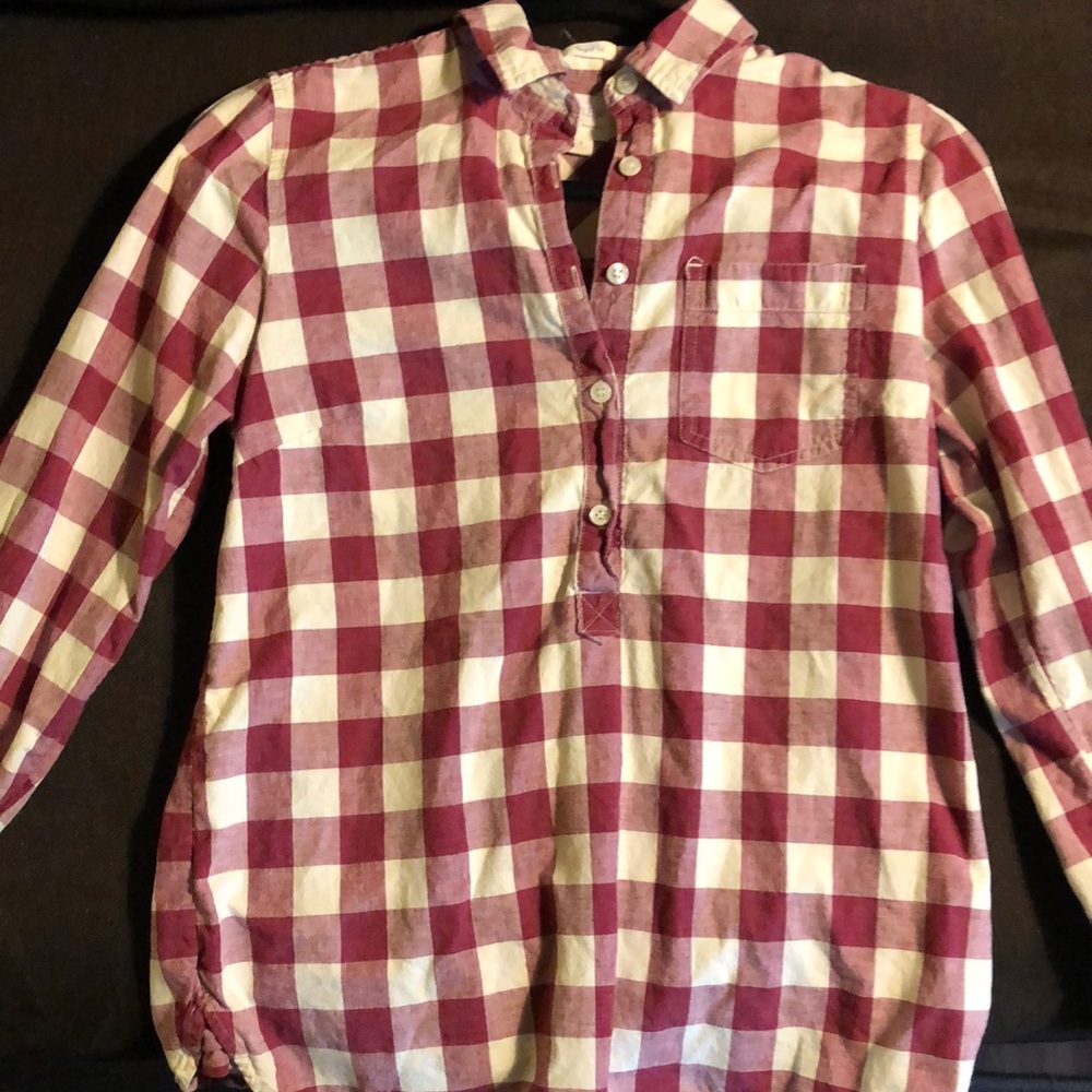 Plaid J.Crew half button up shirt